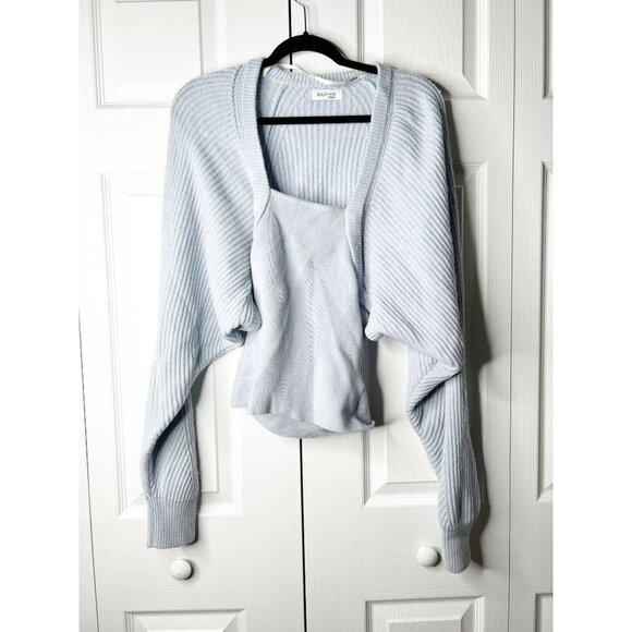 NAADAM Fisherman Blue Knit Square Neck Layered Sweater Women's Size Small S - Picture 1 of 12